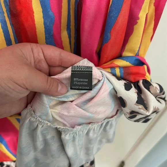 Southern Stitch XXL cheetah and colorful stripe with pockets - Picture 8 of 12